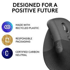 Logitech Lift Vertical Wireless Ergonomic Vertical Optical Bluetooth & USB Mouse, (910-006466)* Ergonomic Mice