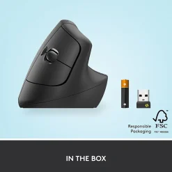 Logitech Lift Vertical Wireless Ergonomic Vertical Optical Bluetooth & USB Mouse, (910-006466)* Ergonomic Mice