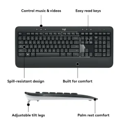 Logitech MK540 Advanced Wireless Keyboard and Mouse Combo, Black (920-008671)* Ergonomic Keyboard & Mouse Sets