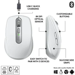 Logitech MX Anywhere 3S Wireless Optical Mouse, Pale Gray (910-006926)* Mice