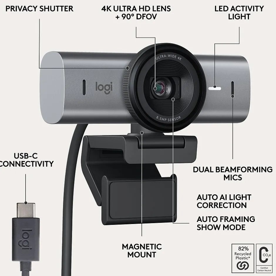 Logitech MX BRIO 705 4K Webcam, 8.5 Megapixel (960-001529)* Webcams
