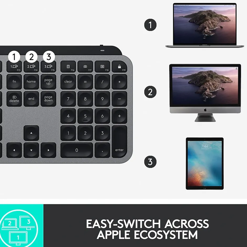 Logitech MX Keys for Mac Wireless Keyboard, Space Gray (920-009552)* Keyboards