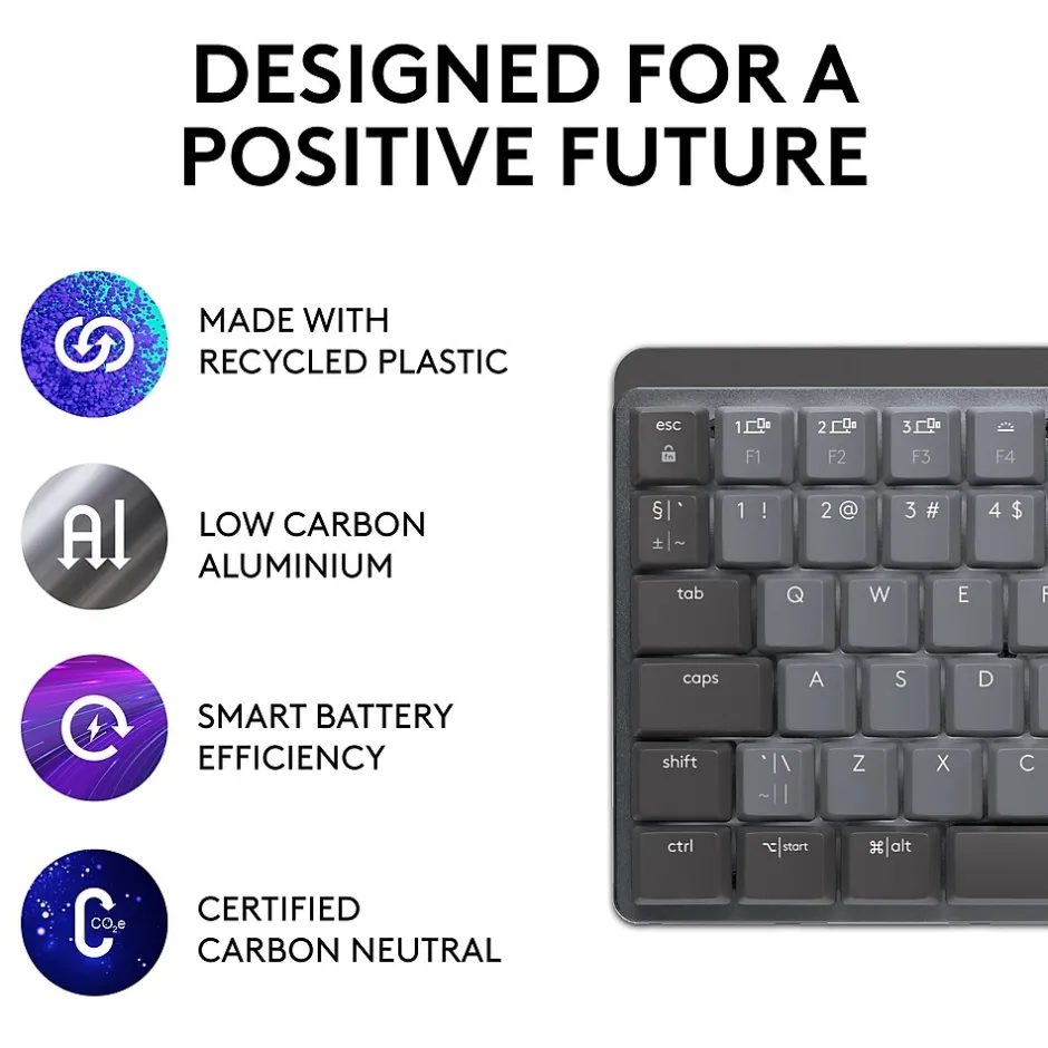 Logitech MX Mechanical Mini Illuminated Wireless Ergonomic Keyboard, Black/Gray (920-010552)* Ergonomic Keyboards