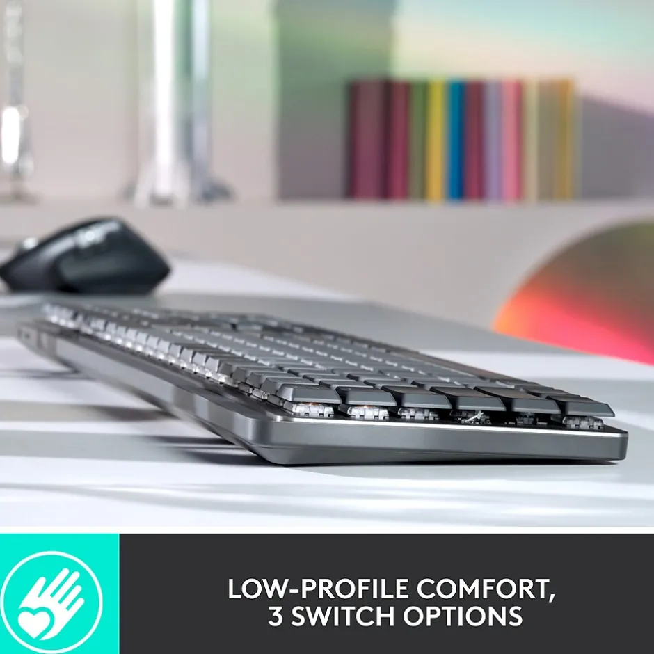 Logitech MX Mechanical Tactile Quiet Wireless Ergonomic Keyboard, Graphite (920-010547)* Ergonomic Keyboards