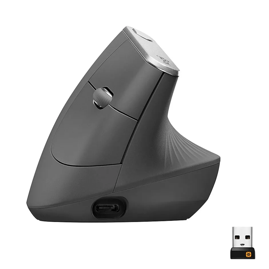 Logitech MX Vertical Wireless Ergonomic Vertical Ambidextrous Optical 2.4 GHz Mouse, Graphite (910-005447)* Ergonomic Mice