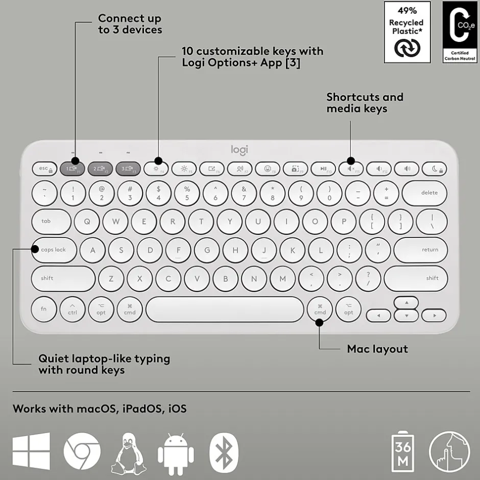 Logitech Pebble 2 Wireless Mouse Keyboard Combo, (920-012201)* Ergonomic Keyboard & Mouse Sets