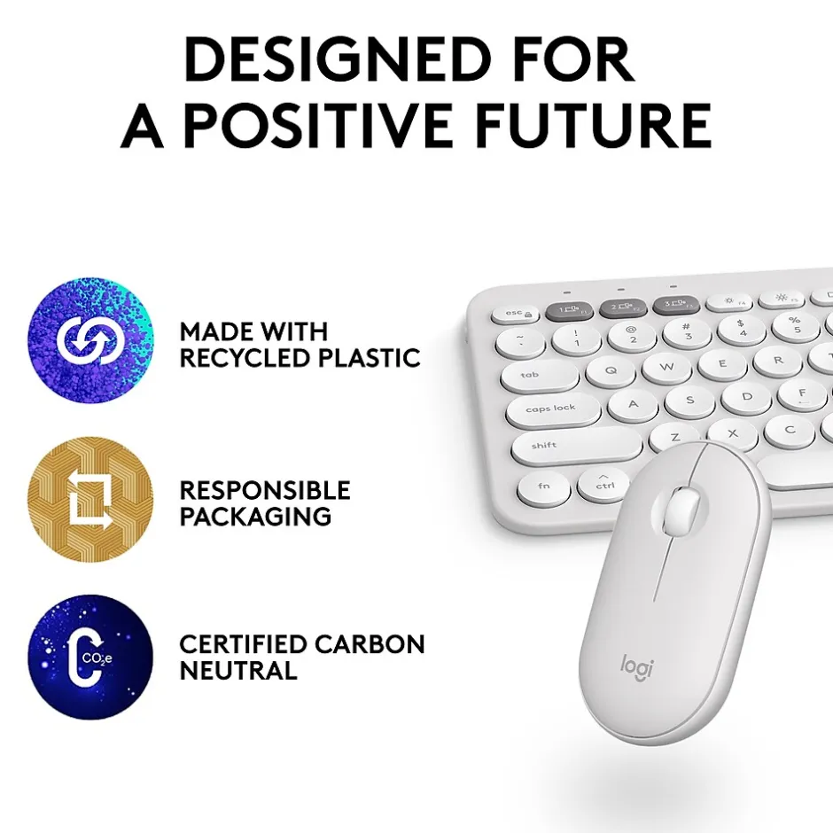Logitech Pebble 2 Wireless Mouse Keyboard Combo, (920-012201)* Ergonomic Keyboard & Mouse Sets