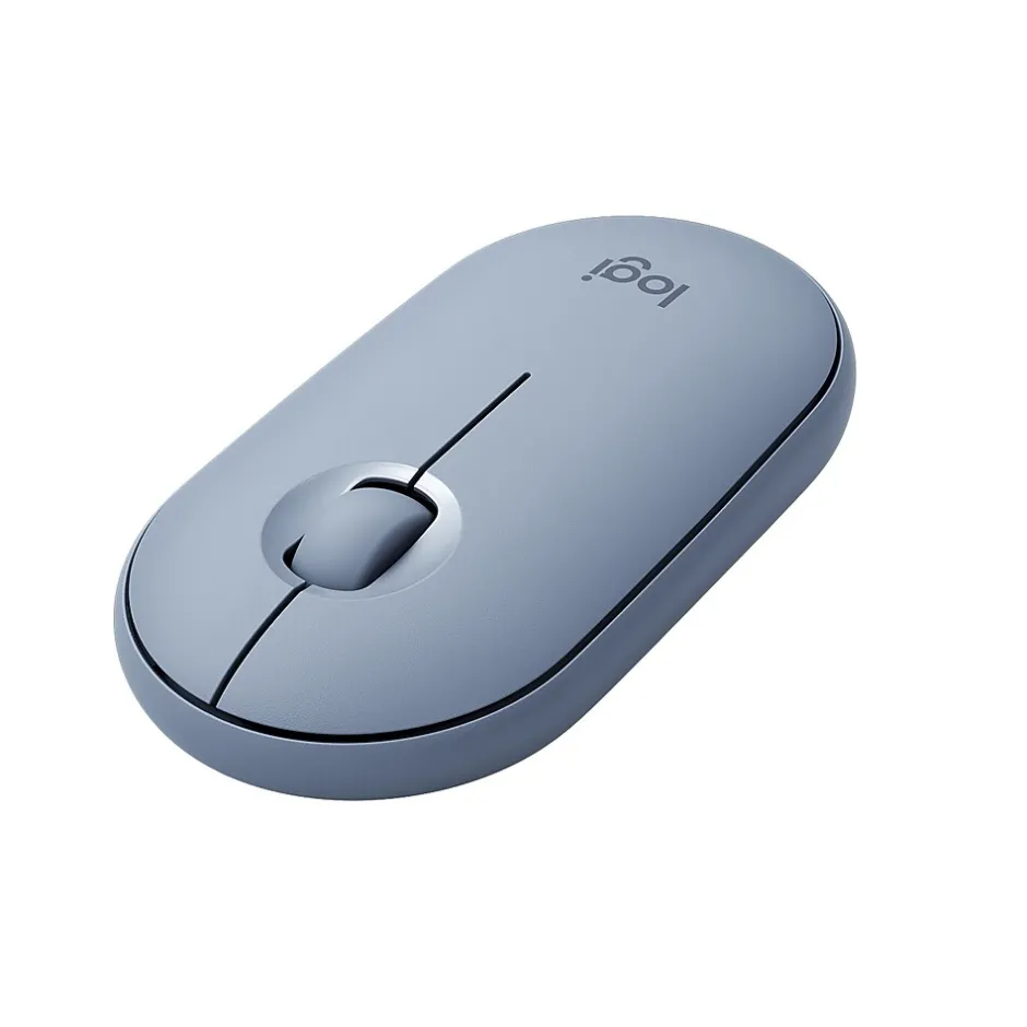 Logitech Pebble M350 Wireless Ambidextrous Optical Mouse, Blue Gray (910-005773)* Mice