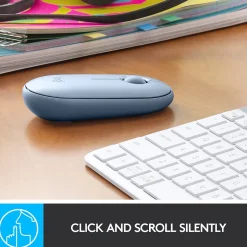 Logitech Pebble M350 Wireless Ambidextrous Optical Mouse, Blue Gray (910-005773)* Mice