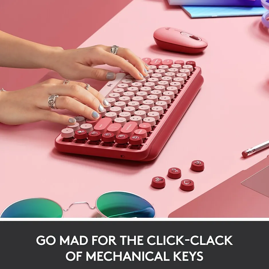 Logitech POP Keys Wireless Bluetooth Mechanical Keyboard, Heartbreaker (920-010709)* Keyboards