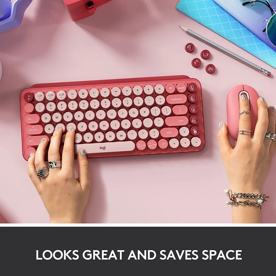 Logitech POP Keys Wireless Bluetooth Mechanical Keyboard, Heartbreaker (920-010709)* Keyboards