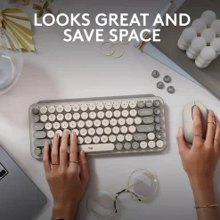 Logitech POP Keys Wireless Mechanical Keyboard, Mist (920-011232)* Keyboards
