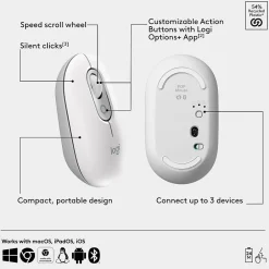 Logitech POP Wireless Ambidextrous Optical Mouse, Off-white (910-007408)* Mice