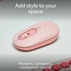Logitech POP Wireless Ambidextrous Optical Mouse, Rose (910-007409)* Mice
