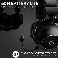 Logitech PRO X 2 LIGHTSPEED Wireless Bluetooth Stereo Gaming Over-the-Ear Headset, 3.5mm, (981-001262)* Gaming Headsets