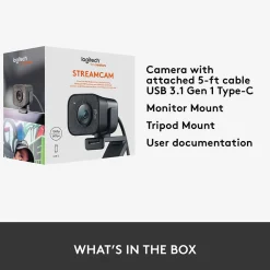 Logitech StreamCam Plus Webcam, Black (960-001280)* Webcams
