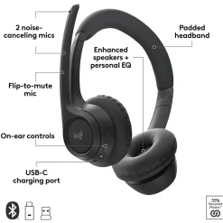 Logitech Zone 305 Wireless Noise Canceling Bluetooth Headset, Black (981-001452)* Gaming Headsets