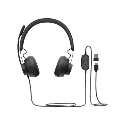 Logitech Zone Wired Noise Cancelling Stereo Computer Headset, Over-the-Head, Graphite (981-000871)* Gaming Headsets