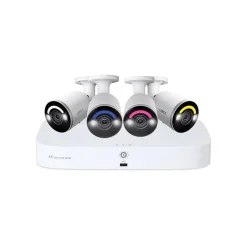 Security Cameras & Systems<Lorex Fusion 4K 8.0-MP 16-Camera-Capable 2-TB NVR System with 4 IP Smart-Deterrence Bullet Cameras, White (N847A62-8A4-E)