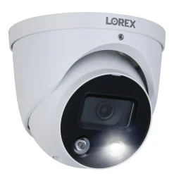Security Cameras & Systems<Lorex 4K Ultra HD Indoor/Outdoor Add-on IP Dome Security Camera with Smart Deterrence Plus, White (E893DD-E)