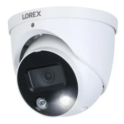 Security Cameras & Systems<Lorex 4K Ultra HD Indoor/Outdoor Add-on IP Dome Security Camera with Smart Deterrence Plus, White (E893DD-E)