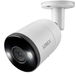 Security Cameras & Systems<Lorex 4K Ultra HD Indoor/Outdoor Add-on IP Bullet Security Camera with Smart Deterrence, White (E893AB-E)
