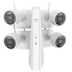 Security Cameras & Systems<Lorex Outdoor Wireless 2K 4.0-MP 8-Camera Capable 1-TB NVR System with 4 Wi-Fi Battery Security Cameras, White (L42481-4AA4-E)