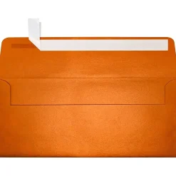 LUX 80lbs. 4 1/8" x 9 1/2" #10 Square Flap Envelopes, Flame Metallic Orange, 500/BX* Security Tinted