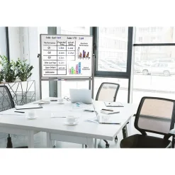 Hot Dry-Erase Mobile Combination Ghost Grid/Whiteboard, Aluminum Frame, 36