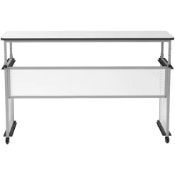 Clearance 32"-38"H Adjustable Standing Modular Teacher Desk, White/Gray (DTTB002) Standing Desks