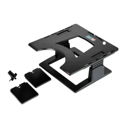 3M Adjustable Laptop Stand, Black, 2 in. of Height Adjustment, Compatible with Docking Stations (LX500)