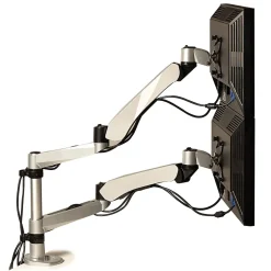 3M ™ Dual Monitor Arm, Grab Monitor to Adjust Height, Tilt, Swivel, Rotate, Holds Monitors Up to 20 lbs. and ≤27" (MA265S)* Monitor Mounts & Stands