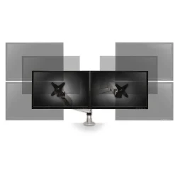 3M ™ Dual Monitor Arm, Grab Monitor to Adjust Height, Tilt, Swivel, Rotate, Holds Monitors Up to 20 lbs. and ≤27