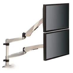 3M ™ Dual Monitor Arm, Grab Monitor to Adjust Height, Tilt, Swivel, Rotate, Holds Monitors Up to 20 lbs. and ≤27