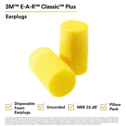 Ear Protection<3M E-A-R Classic Plus Earplugs, Uncorded, Pillow Pack, 200 Pairs/Case (310-1101)