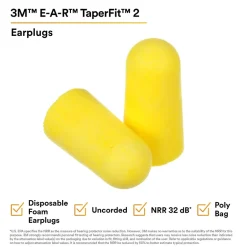 Ear Protection<3M E-A-R TaperFit 2 Uncorded Earplugs, 200 Pairs/Box (312-1219)