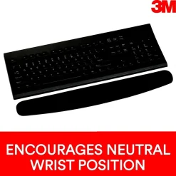 3M ™ Foam Wrist Rest for Keyboards, Black, Durable Fabric Cover, Anti-microbial Product Protection (WR209MB)* Ergonomic Wrist Rests