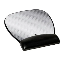 3M â„¢ Precise Vertex Mouse Pad with Gel Wrist Rest, Non-Skid Base, Black/Silver (MW310LE)* Ergonomic Wrist Rests