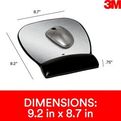 3M ™ Precise Vertex Mouse Pad with Gel Wrist Rest, Non-Skid Base, Black/Silver (MW310LE)* Ergonomic Wrist Rests