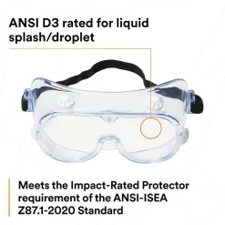 Eye Protection<3M Safety Splash Goggle 334, Clear Lens (40660)