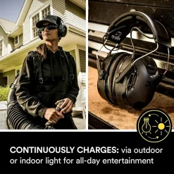 Ear Protection<3M WorkTunes Connect and Solar Wireless Bluetooth Hearing Protector, 26 dB, Black (90573-DC)