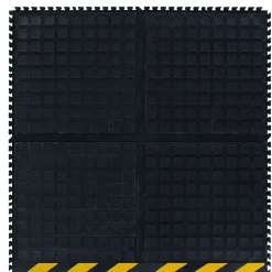 Floor Mats<M + A Matting M+A Matting Hog Heaven III Comfort Anti-Fatigue Mat, 3' x 3.32', Black with Yellow Striped Border, Side (447204100)