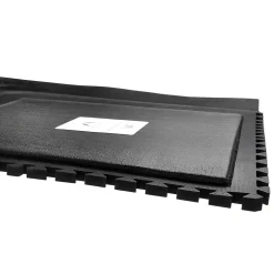 Floor Mats<M + A Matting M+A Matting Hog Heaven III Comfort Anti-Fatigue Mat, 3' x 3.32', Black with Yellow Striped Border, Side (447204100)
