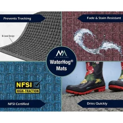Floor Mats<M + A Matting M+A Matting WaterHog Max Grand Diamond, Mat + One End, Universal Cleated , 3' x 5.5', Black Smoke (2220000000000)