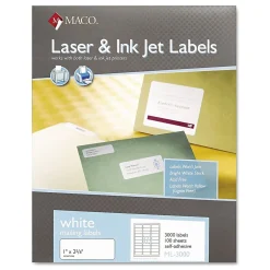 Maco All Purpose Labels, 1" x 2.63", White, 3000/Box (PICML3000)* Shipping Labels