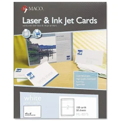 New Laser and Ink Jet Post Cards, 2 Up, 6"x4", White, 100/Bx Index Cards