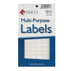 Maco Multi-Purpose Handwrite Labels, Rectangular, 3/8" x 5/8", Pack Of 1000, 6/Pack (6PK-MS-610)