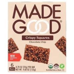 Cookies<MadeGood Chocolate Chip Crispy Squares, 0.78 oz, 6/Box, 6 Boxes/Pack (307-00429)