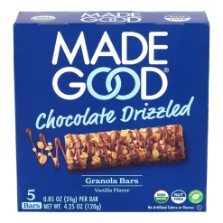 Cookies<MadeGood Chocolate Drizzled Granola Bars, Vanilla, 0.85 oz, 5/Box, 6 Boxes/Pack (307-00427)