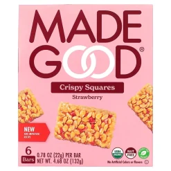 Cookies<MadeGood Strawberry Crispy Squares, 0.78 oz, 6/Box, 6 Boxes/Pack (307-00428)